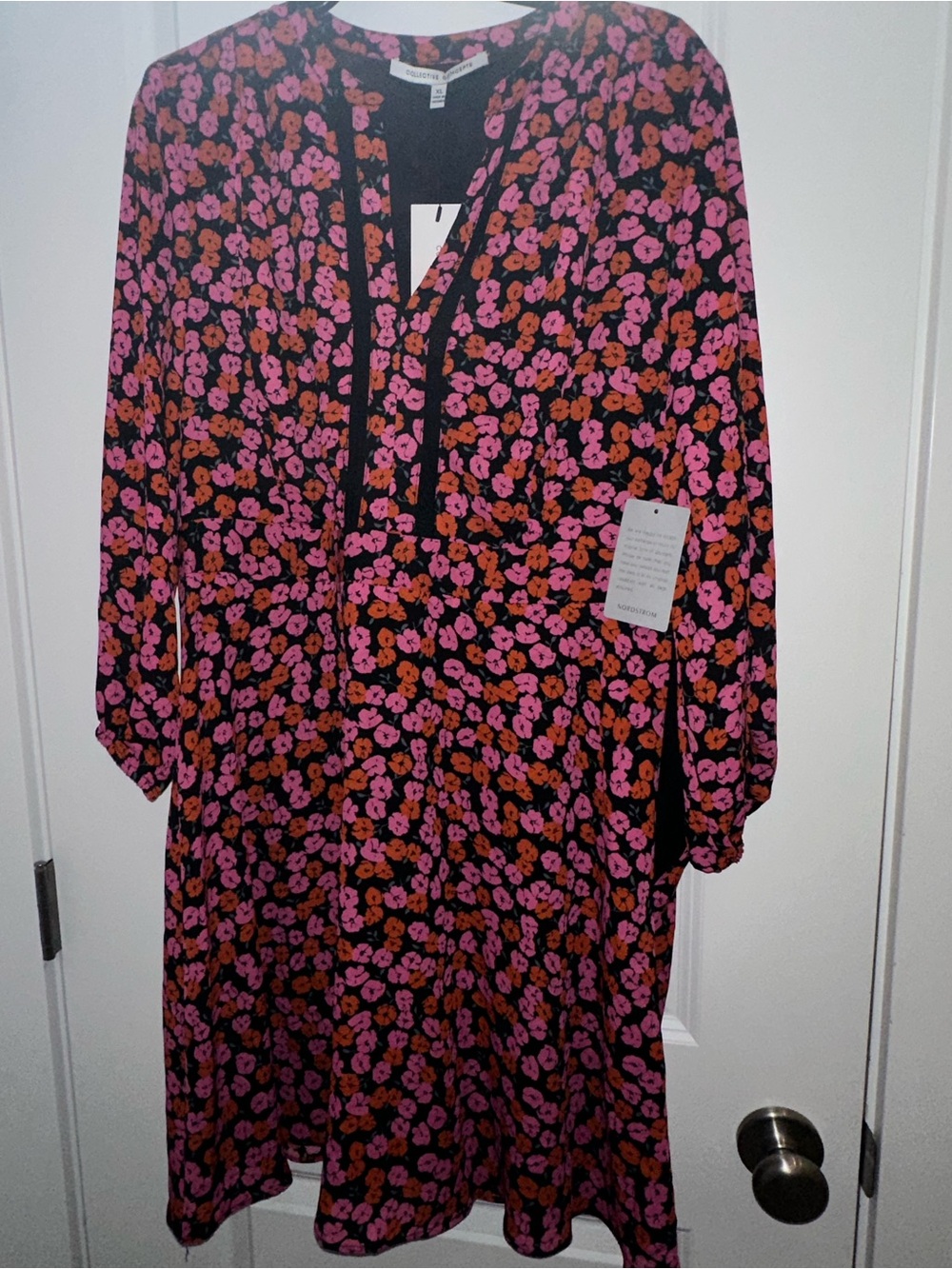 Collective Concepts Black Dress with Pink & Orange Floral Print